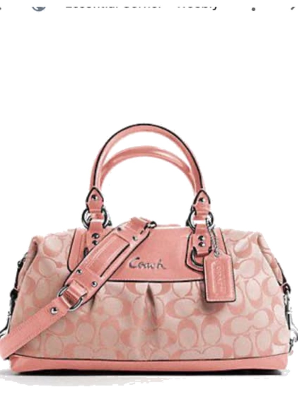 Coach Satchel Bag Ashley Signature Satin Pink